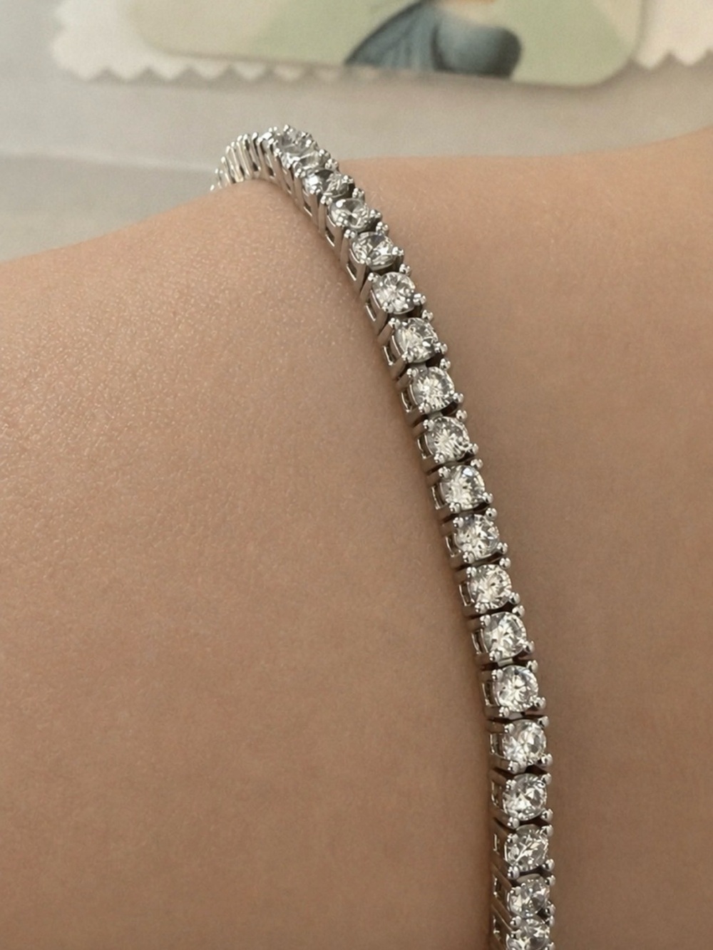 Arm Candy Collection Crystal Tennis Bracelet | 7” | Silver Tone | NWT Pouch